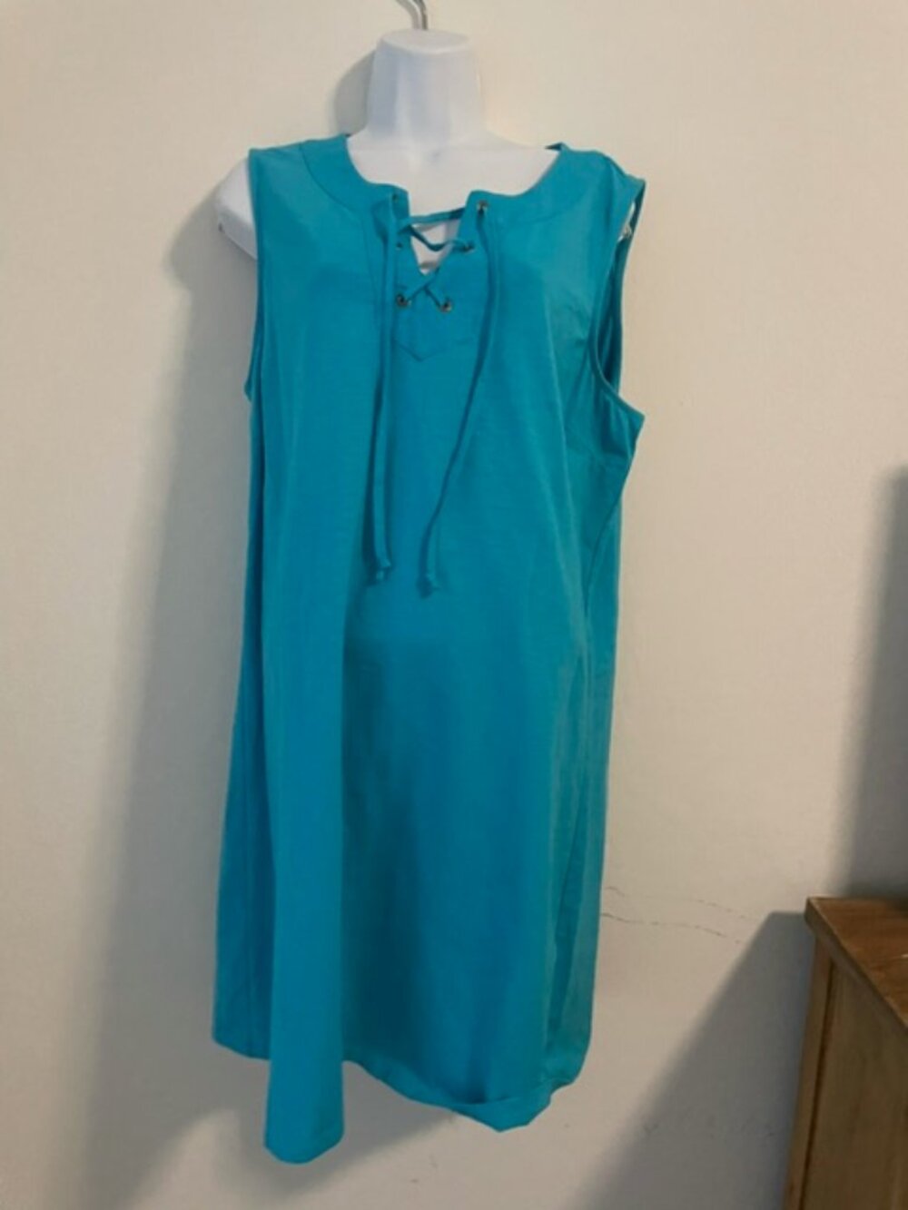 Tommy Bahama Womens Sleeveless Shift Dress TEAL XL Casual Resortwear EUC